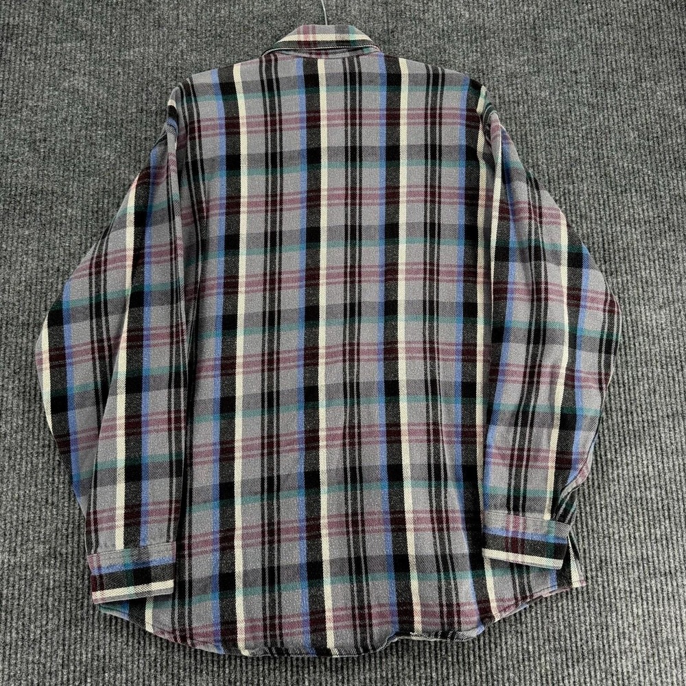 Vintage 80s Big Mac flannel shirt XL Tall Made in USA gray plaid workwear - Picture 4 of 8
